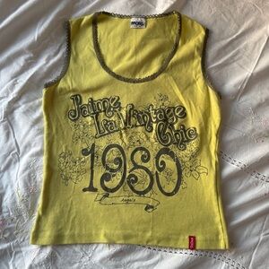 Angels Graphic Yellow Tank Top
